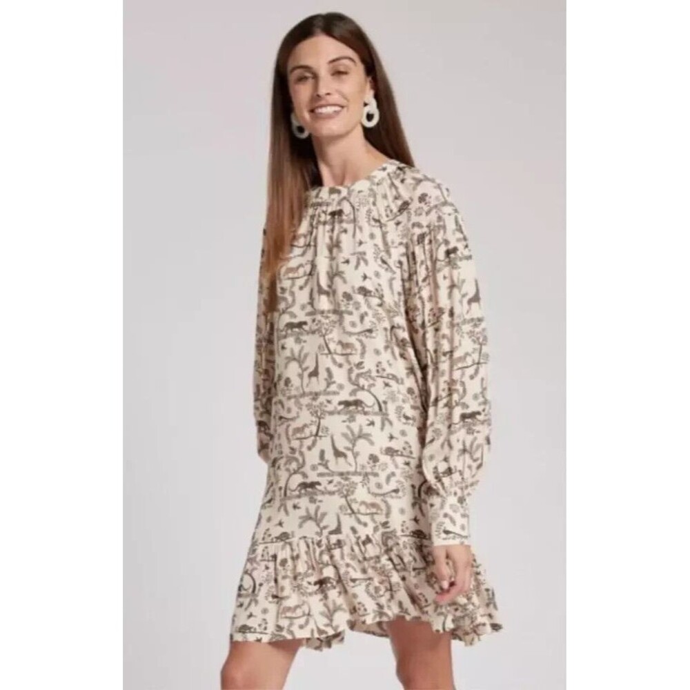Tyler Boe Women's Fiona Safari Animal Folklore Shift Dress, Size Medium NWT